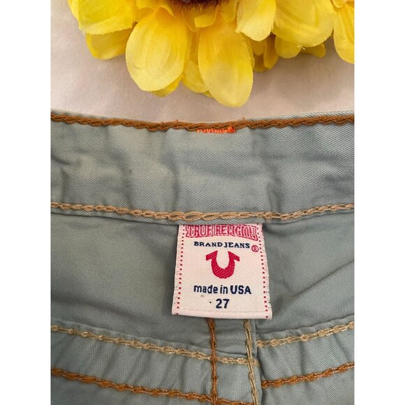 Y2K True Religion Joey Short Big Row 27" Waist USA Made Jeans - Picture 3 of 8